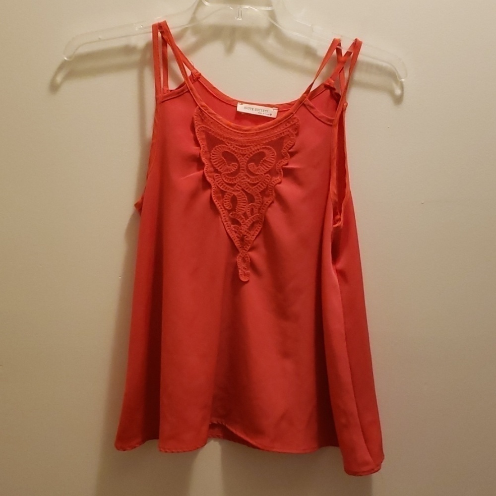 Haute Society Pink/Orange Lace Tank Top